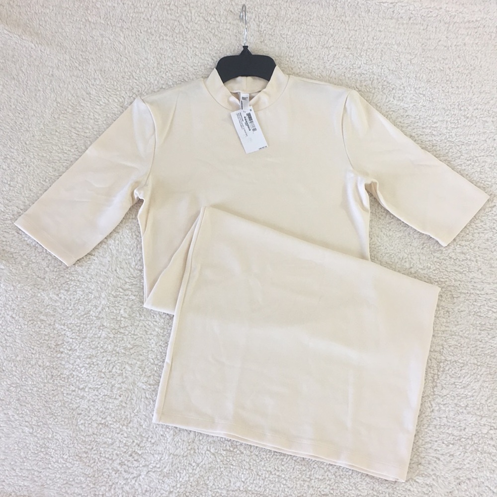 American Apparel Mockneck Short Sleeve Midi Dress